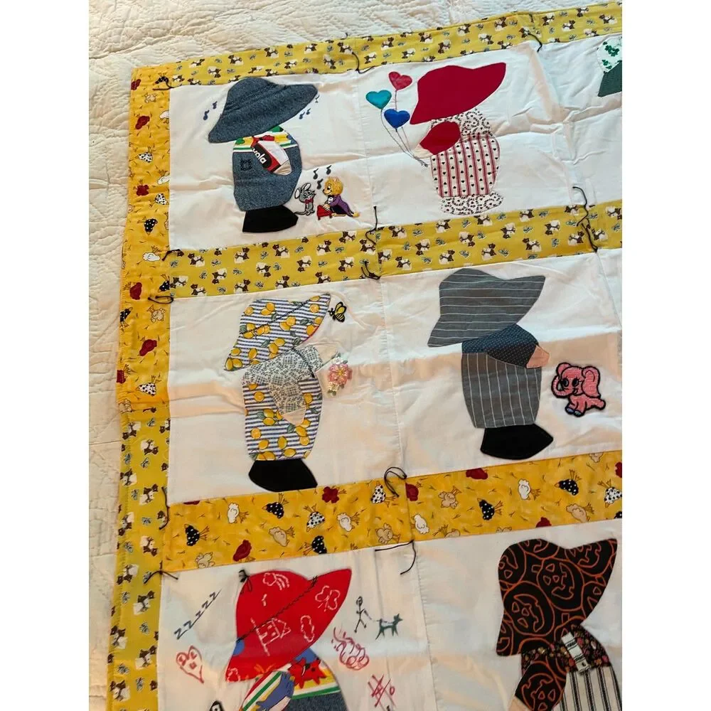 Sun Bonnet Sue Seasonal Month Calendar Nursery Wall Quilt Handmade Embroidery